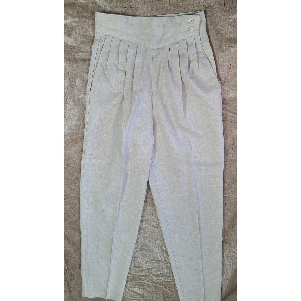 Vintage 80s Stringbean Women's 5/6 24×28 Pleated Pants High Waist Beige Side